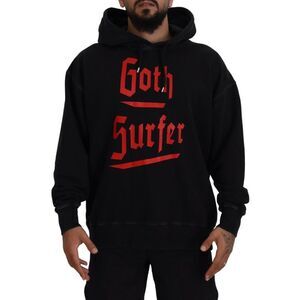 Dsquared² Black Cotton Hooded Printed Men Pullover Men's Sweater